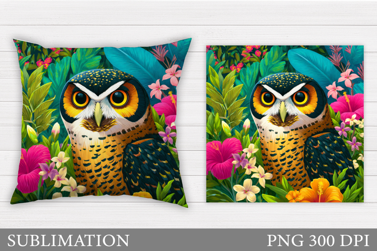 Owl Pillow Sublimation. Owl Flowers Sublimation