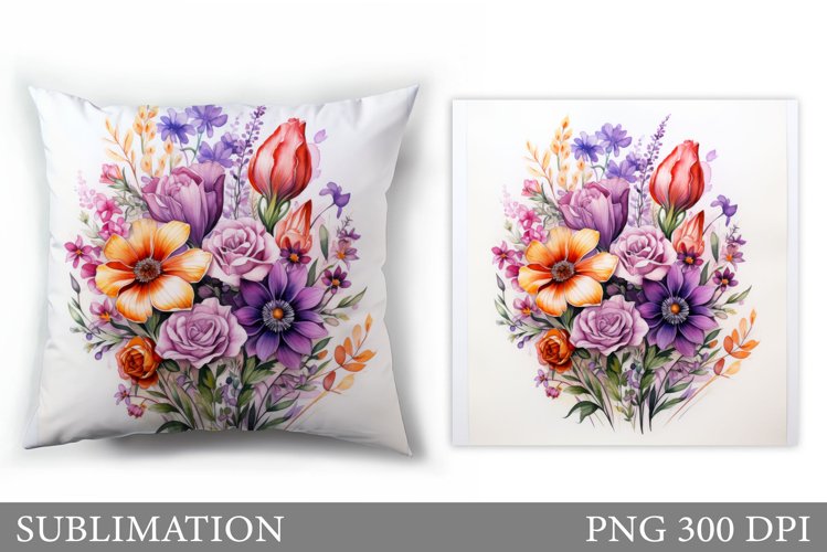 Wildflowers Pillow Sublimation. Flowers Sublimation