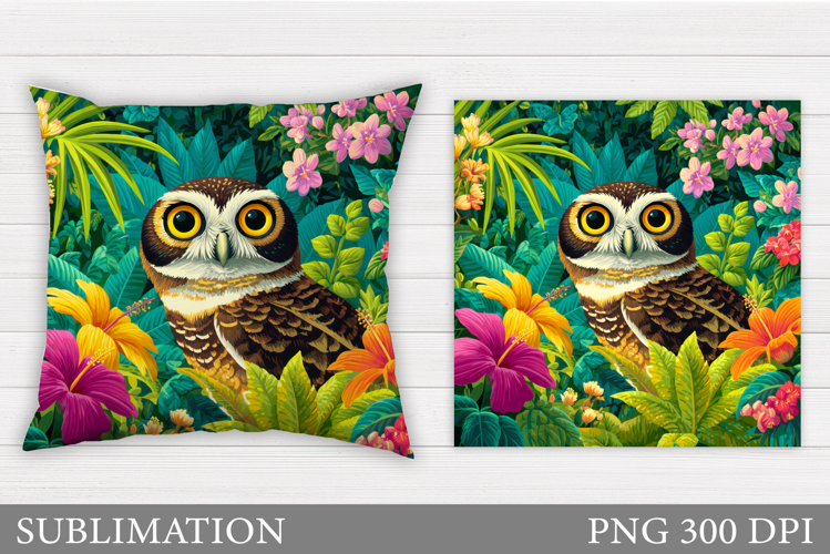 Owl Pillow Sublimation. Owl Flowers Sublimation