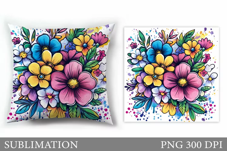 Flowers Pillow Sublimation. Floral Pillow Sublimation