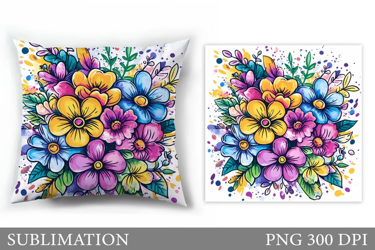 Floral Pillow Sublimation. Flowers Pillow Sublimation