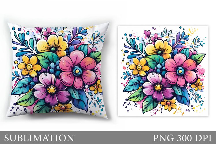 Floral Pillow Sublimation. Flowers Sublimation
