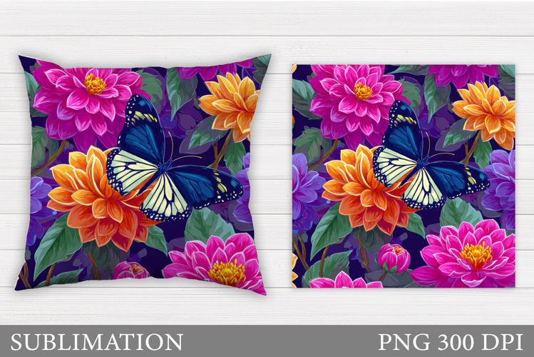 Butterfly Flowers Sublimation. Butterfly Pillow Sublimation