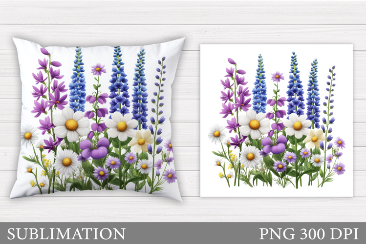 Wildflowers Pillow Sublimation. Flowers Sublimation