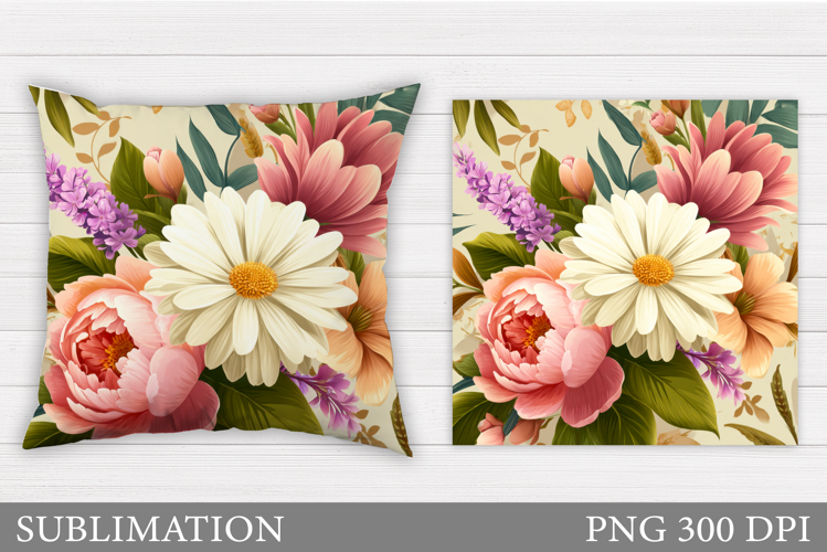 Flowers Pillow Design. Floral Pillow Sublimation