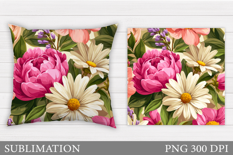 Floral Pillow Design. Flowers Pillow Sublimation