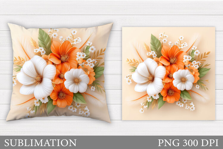 Flowers Sublimation. Flowers Pillow Sublimation example image 1