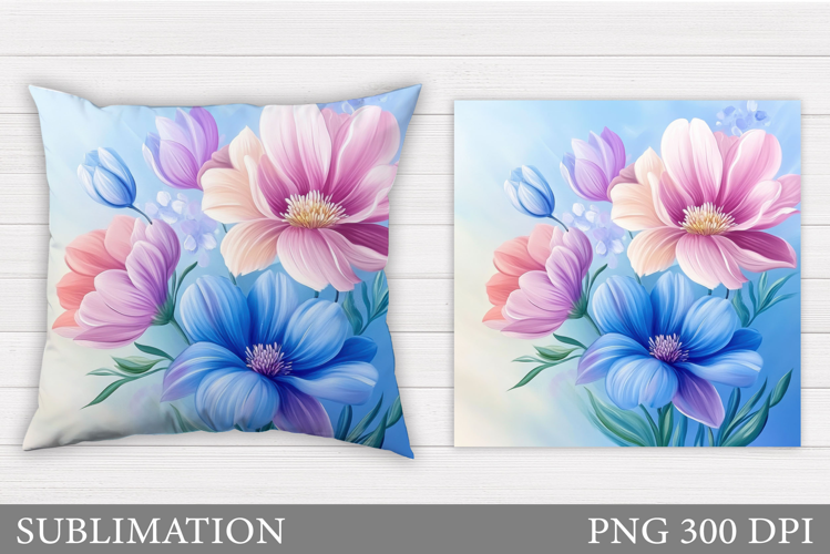 Flowers Pillow Design. Floral Pillow Sublimation