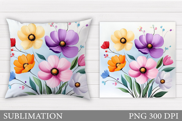 Flowers Pillow Sublimation. Floral Pillow Sublimation