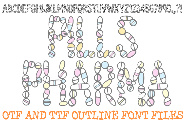 Pills Pharma Alphabet Font Lettering ABC Health OTF TTF Type