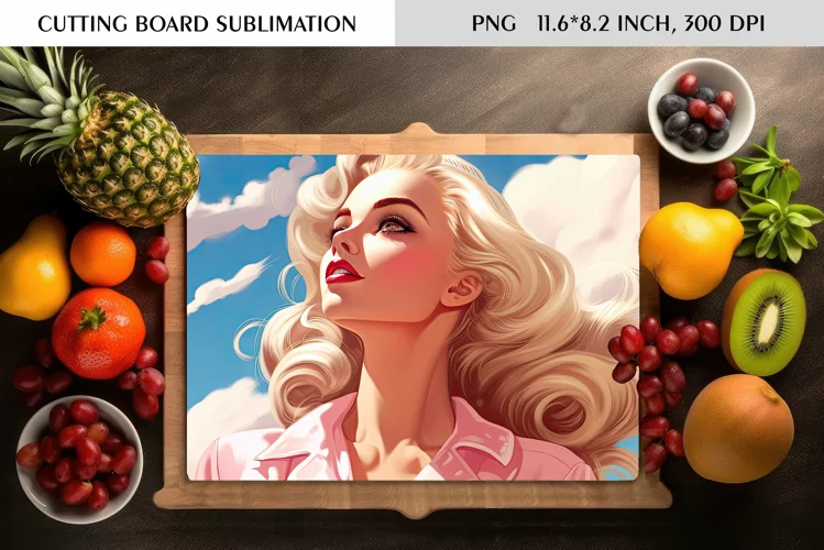 Watercolor Vintage Pin Up Girl|Cutting Board Sublimation