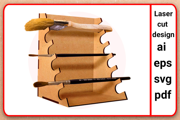Laser cut Brush holder box SVG template digital download