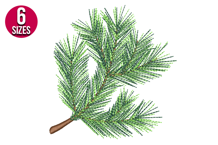 Pine Branch Machine Embroidery Design - 6 sizes