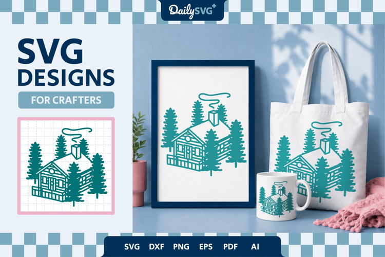 Wooden Winter Cabin SVG