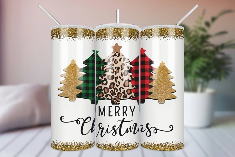 Christmas Tumbler Wrap, Trees Sublimation PNG design