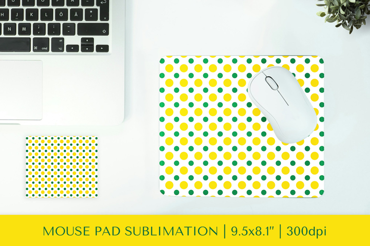 Green yellow polka dots mouse pad sublimation design