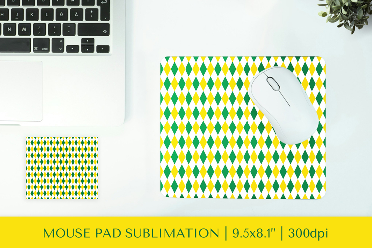 Green yellow rhombus mouse pad sublimation design