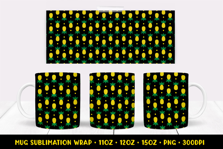 Pineapple Mug Sublimation Design. Summer Mug Wrap PNG 12