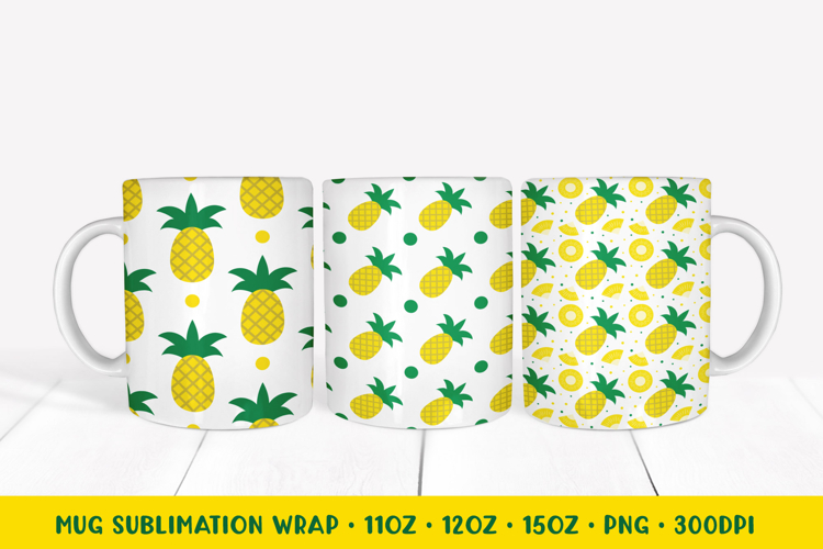 Pineapple Mug Sublimation Design. Summer Mug Wrap PNG 14