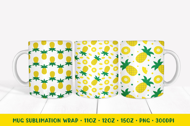 Pineapple Mug Sublimation Design. Summer Mug Wrap PNG 15