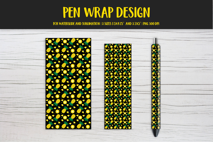 Pineapple Pen Wrap Sublimation or Waterslide Design PNG 008