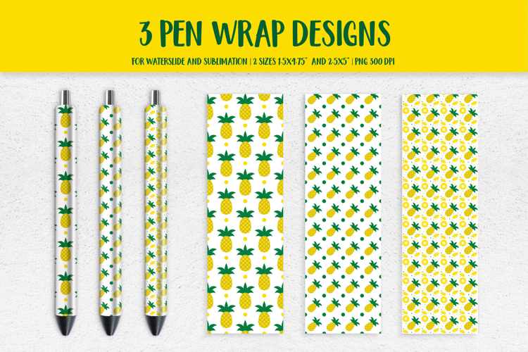 Pineapple Pen Wrap Sublimation or Waterslide Design PNG 014