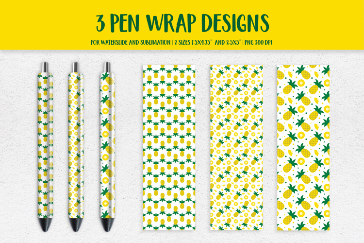 Pineapple Pen Wrap Sublimation or Waterslide Design PNG 015