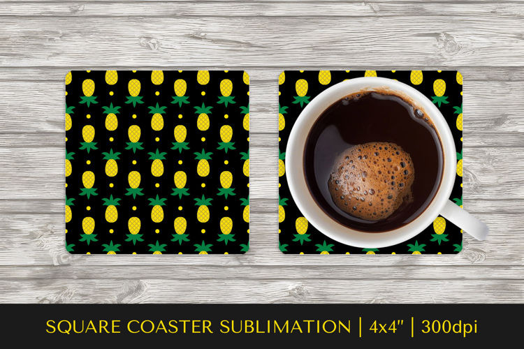 Pineapple square coaster sublimation. Summer coaster PNG 12