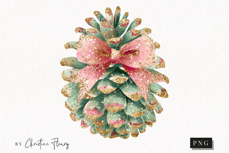 Brush Stroke Christmas Pinecone Clipart | Preppy Christmas