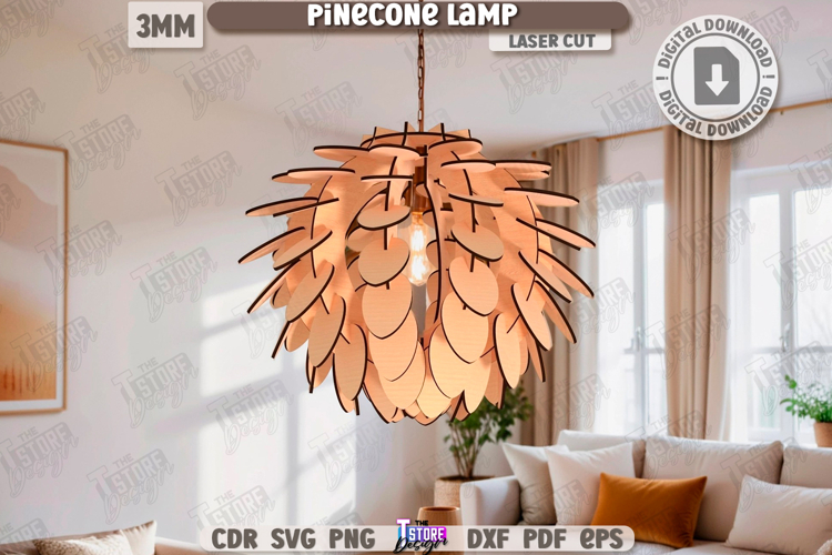 Pinecone Lamp Laser Cut|Modern Pendant Light|Home Decor SVG