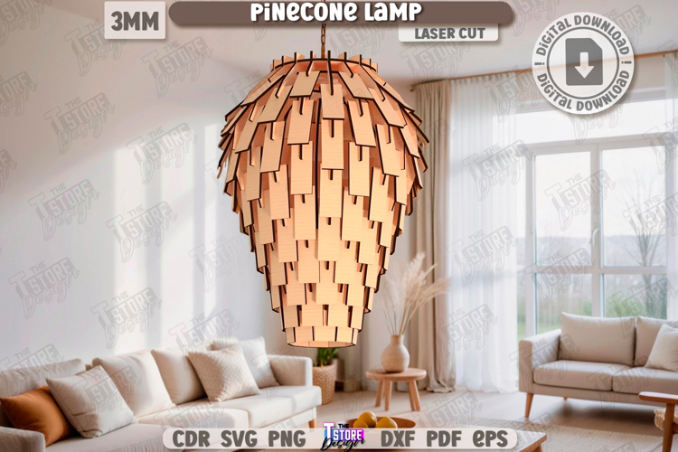 Pinecone Lamp Laser Cut|Modern Pendant Light|Home Decor SVG