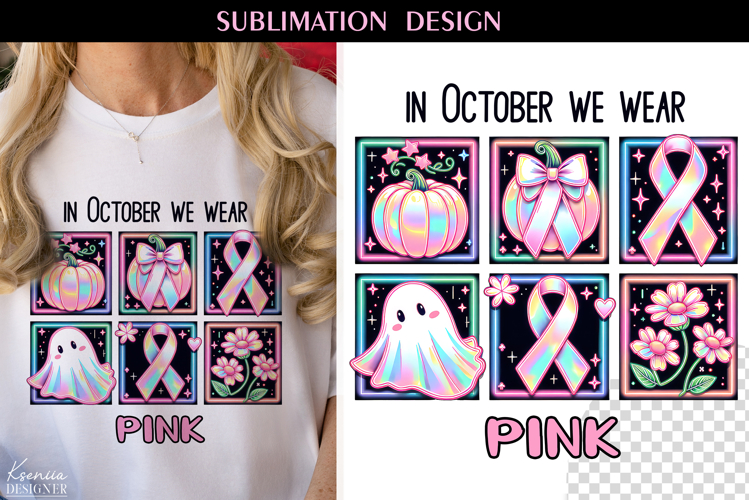 Breast Cancer Awareness| Ghost and Pumpkin|T Shirt Design