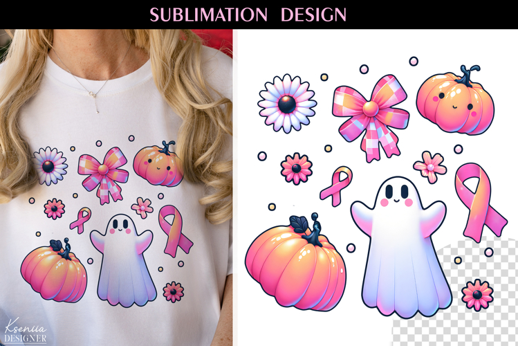 Breast Cancer Awareness| Ghost and Pumpkin|T Shirt Design