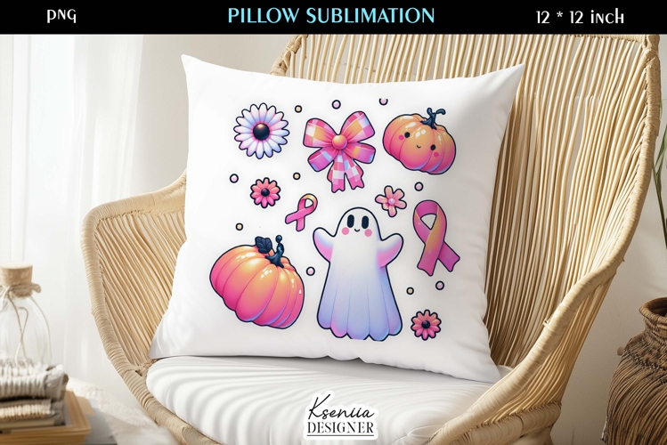 Breast Cancer Awareness Pink Ghost Pillow