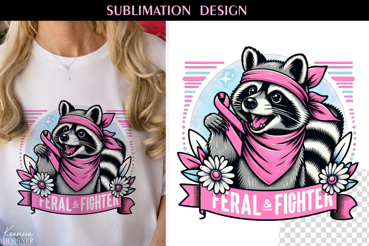 Breast Cancer Awareness| Vintage Raccoon|T Shirt Design