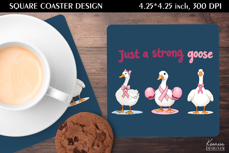 Vintage Goose|Breast Cancer Awareness Square Coaster