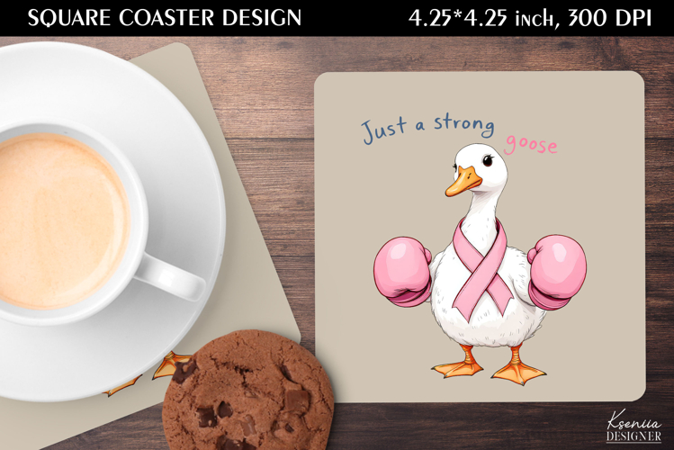 Vintage Goose|Breast Cancer Awareness Square Coaster