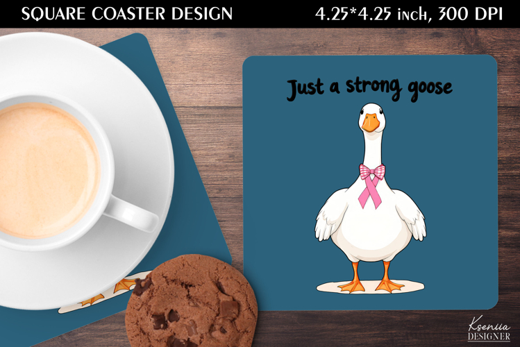 Vintage Goose|Breast Cancer Awareness Square Coaster