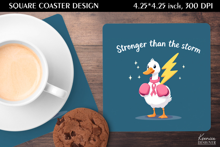 Vintage Goose|Breast Cancer Awareness Square Coaster