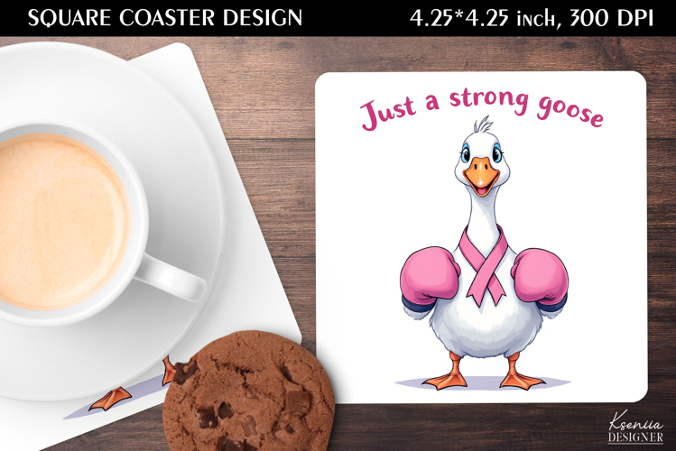 Vintage Goose|Breast Cancer Awareness Square Coaster