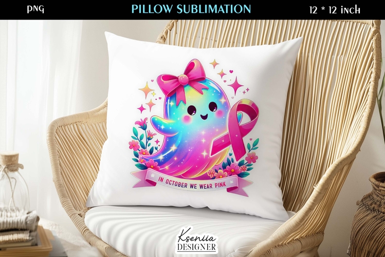 Breast Cancer Awareness Pink Ghost Pillow