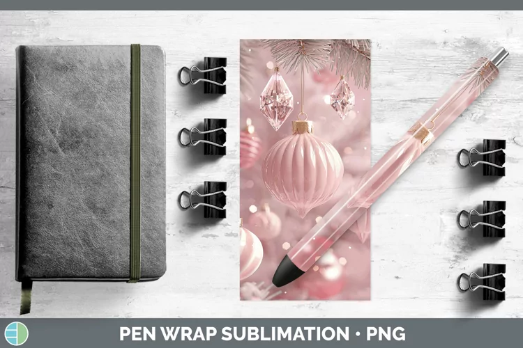 Pink 3D Christmas Ornaments Pen Wrap Sublimation Pen Designs