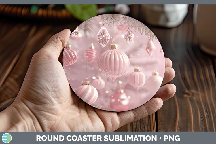GorgeousPink 3D Christmas Round Coaster design.