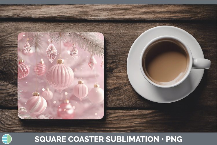 GorgeousPink 3D Christmas Square Coaster design.