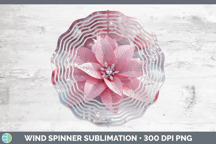 Pink 3D Christmas Poinsettia Wind Spinner Sublimation Spinne
