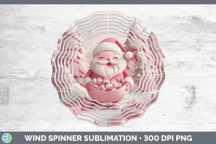 Pink 3D Christmas Santa Gifts Wind Spinner Sublimation Spinn