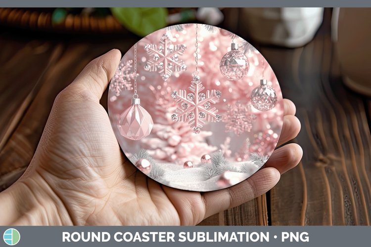 GorgeousPink 3D Christmas Round Coaster design.