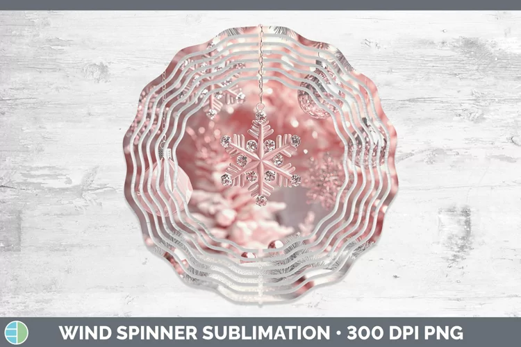 Pink 3D Christmas Snowflakes Wind Spinner Sublimation Spinne