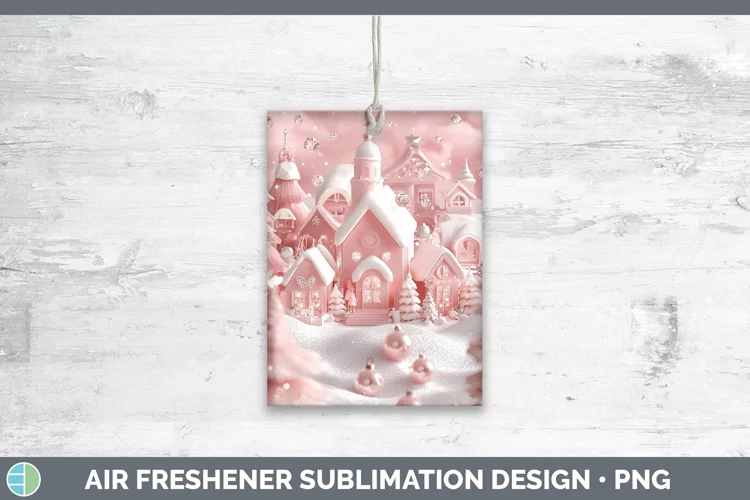 Pink 3D Christmas Village Air Freshener Sublimation Car Fres