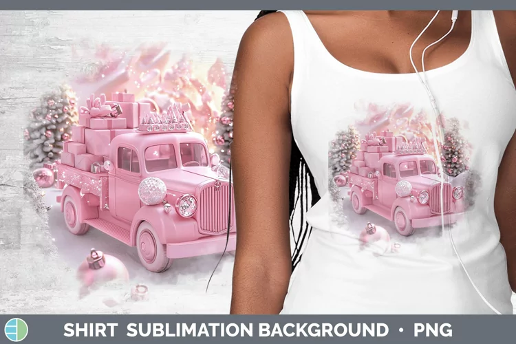 Pink 3D Christmas Vintage Truck Shirt Sublimation Sublimatio